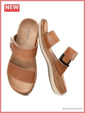 Arch Support Slide Sandals with Hook & Loop Closure for Women